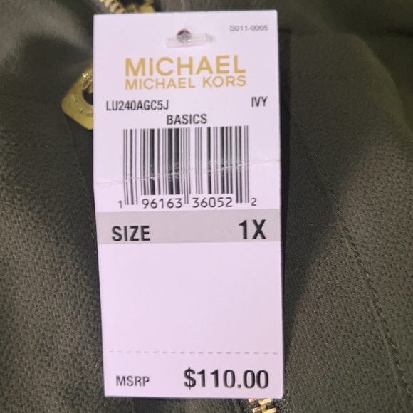 MICHAEL KORS NWT LONG SLEEVE SEE THROUGH FOREST GREEN BLOUSE GOLD BUTTONS - Picture 6 of 6